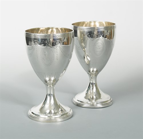 Lot 147 - Edinburgh - A pair of George III Scottish silver wine goblets