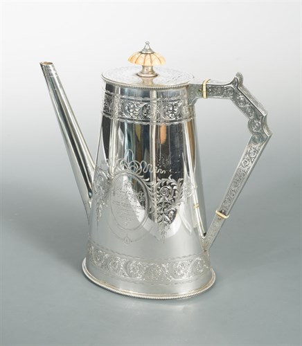Lot 84 - A Victorian silver coffee pot