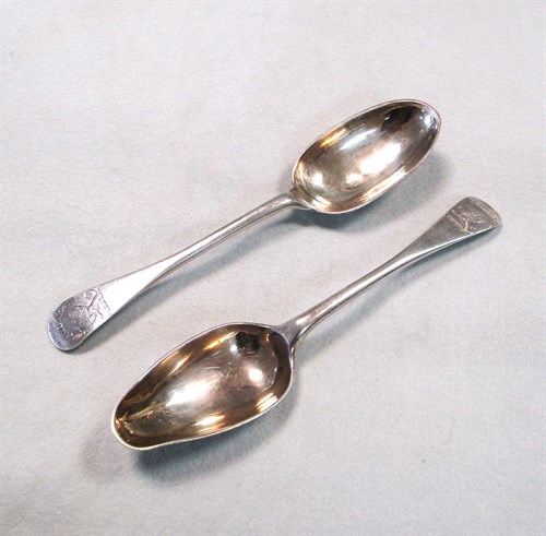 Lot 146 - Edinburgh - A pair of George III Scottish silver tablespoons