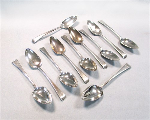 Lot 54 - A set of eleven George III silver tablespoons