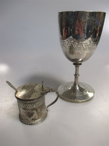 Lot 220 - A Victorian silver wine goblet and a Victorian...