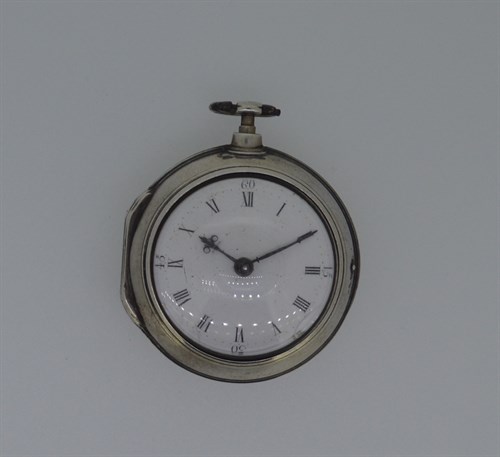 Lot 182 - George Hewett - A George III silver pair cased pocket watch