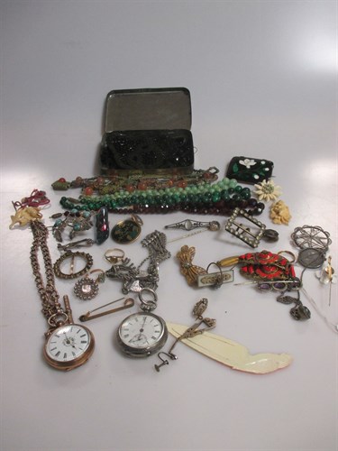Lot 187 - A watch chain stamped '9ct' 21.7g, two...