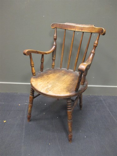 Lot 359 - A kitchen armchair and mahogany bowfronted...