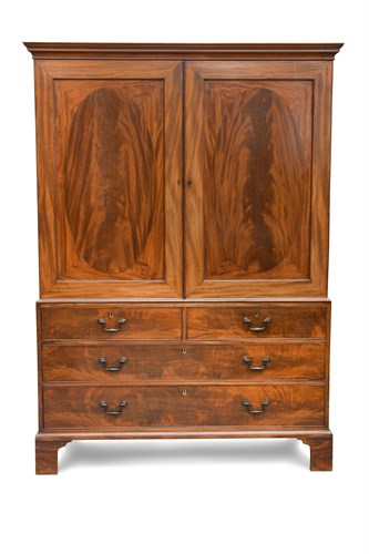 Lot 347 - A George III mahogany linen press