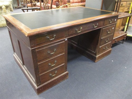 Lot 338 - A George III style mahogany twin pedestal desk,...