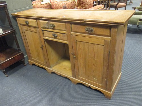 Lot 379 - A stripped pine dresser base, 88 x 153 x 43cm