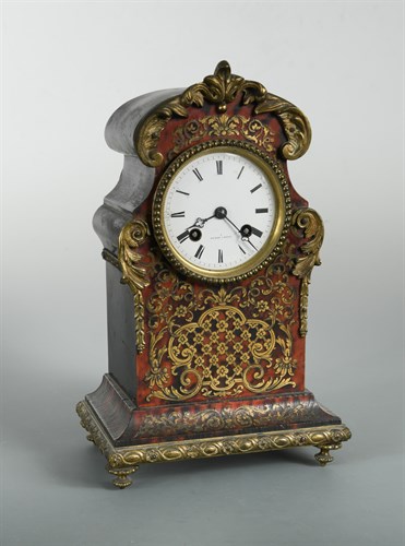 Lot 287 - A 19th century French boullework case mantel clock