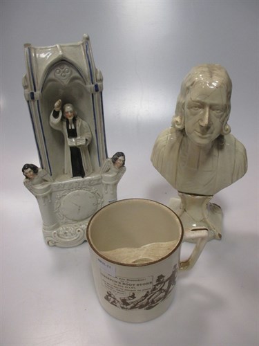 Lot 87 - A Staffordshire flatback Wesley pulpit group...