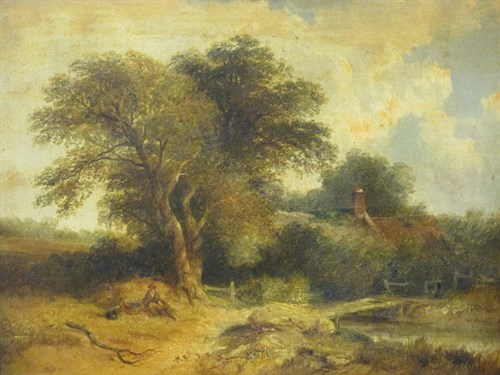 Lot 248 - Oil on canvas of a pastoral landscape 29 x 40cm