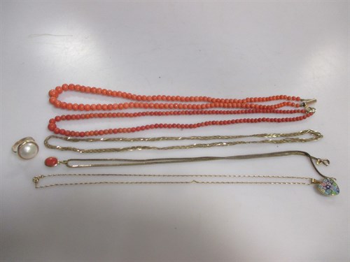 Lot 171 - A multi strand herringbone necklace marked...
