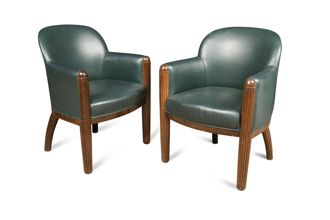 Lot 116 - A pair of Art Deco club armchairs in the manner of Émile-Jacques Ruhlmann