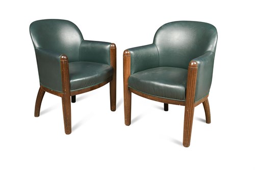 Lot 116 - A pair of Art Deco club armchairs in the manner of Émile-Jacques Ruhlmann