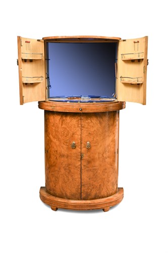 Lot 118 - An Art Deco bow fronted walnut cocktail cabinet