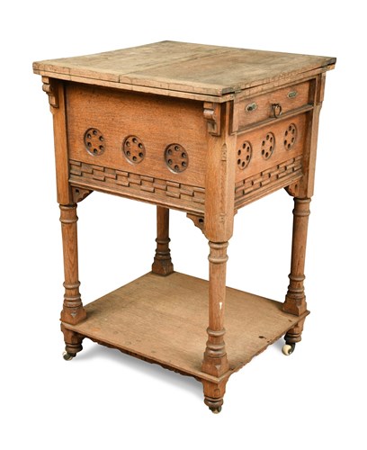Lot 86 - An unusual Gothic oak writing table
