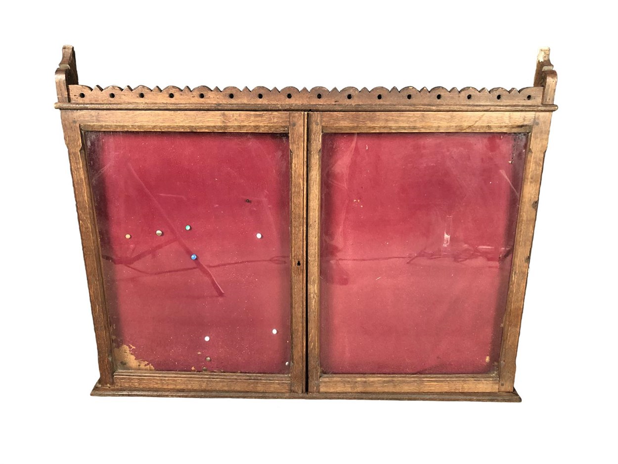 Lot 87 - A 19th century Gothic style glazed oak notice board