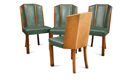 Lot 119 - A set of four Art Deco walnut dining chairs