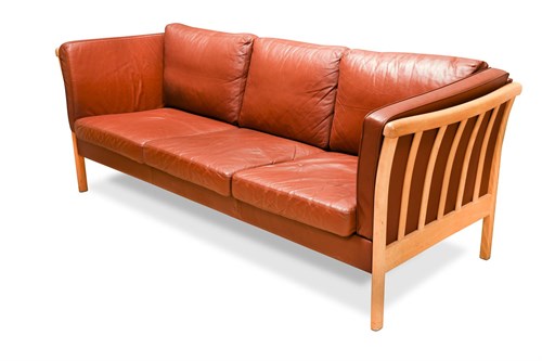 Lot 146 - Stouby, a Danish three-seat leather sofa