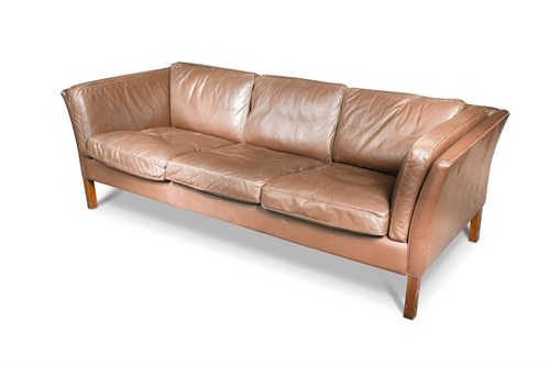 Lot 138 - A Danish brown leather three-seat sofa