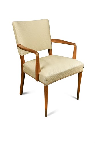 Lot 161 - A mid-20th century pale mahogany elbow or desk chair