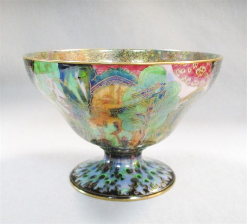Lot 5 - Daisy Makeig-Jones for Wedgwood, a Garden of Paradise pattern Fairyland Lustre Melba Centre Footed Bowl, circa 1925
