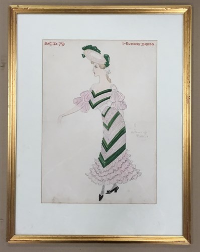 Lot 300 - Period costume designs, circa 1900s, 'Evening...