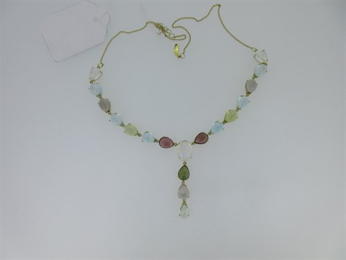 Lot 254 - A multi gemset pendant necklace
