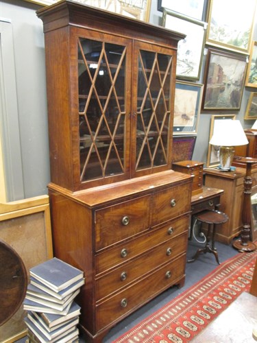 Lot 376 - Regency mahogany secretaire bookcase with...