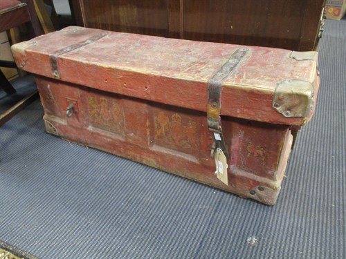 Lot 342 - A 19th century red canvas and leather bound...