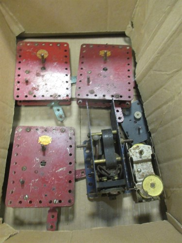 Lot 42 - Meccano 3x Red No.1 Clockwork motors; Meccano...