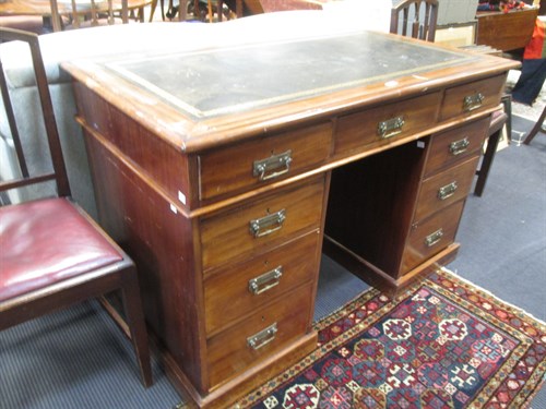 Lot 344 - A late Victorian mahogany pedestal desk, 81 x...