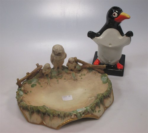Lot 103 - A Carlton Ware penguin lamp base, probably for...