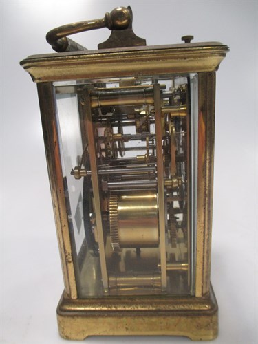 Lot 88 - A repeating carriage clock with alarm, gong...