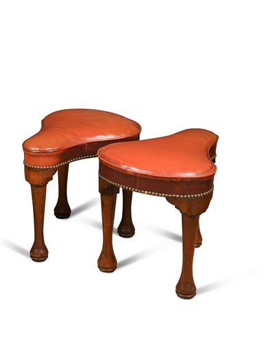 Lot 367 - A pair of mahogany framed cockfighting stools