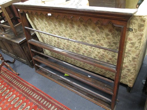 Lot 381 - A 19th century oak plate rack of shallow...