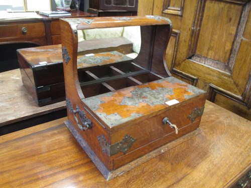 Lot 358 - A Victorian oak tantalus box (lacking bottles),...