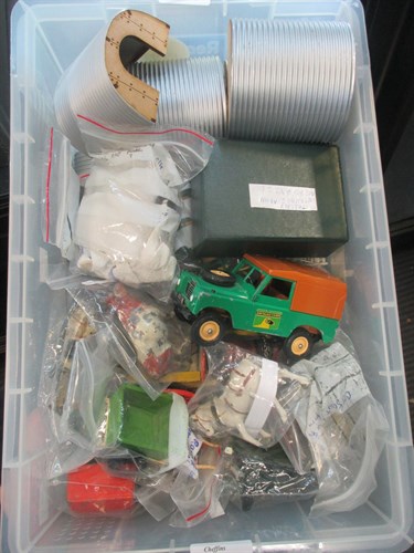Lot 68 - A box containing Britains lead farm animals,...