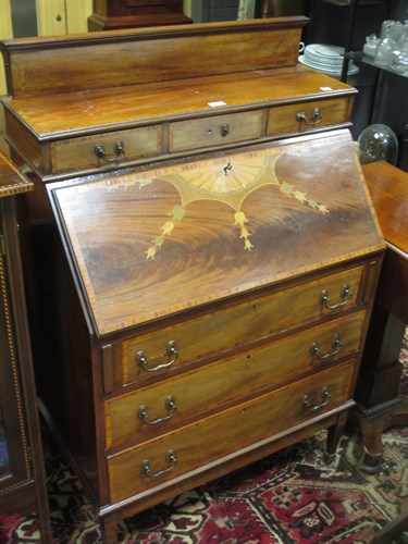 Lot 431 - An Edwardian inlaid mahogany bureau, 120 x 76...