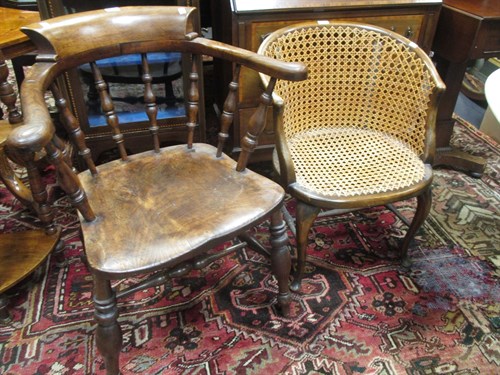 Lot 439 - A late Victorian captain's chair and a caned...
