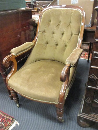 Lot 333 - An early Victorian rosewood frame easy armchair