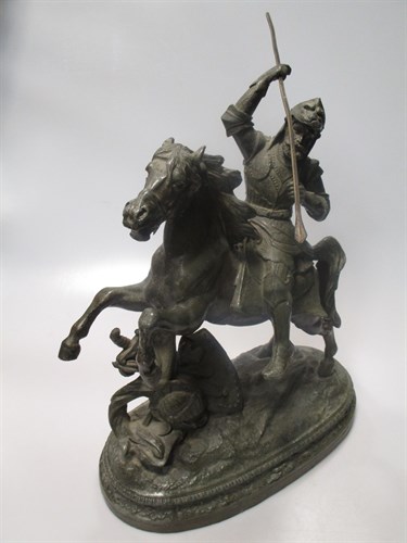Lot 31 - A pair of spelter Marly horses, various...