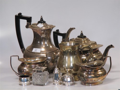 Lot 244 - A silver topped glass inkwell circa 1900, a...