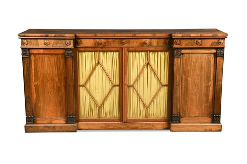 Lot 404 - A Regency rosewood inverted breakfront side cabinet