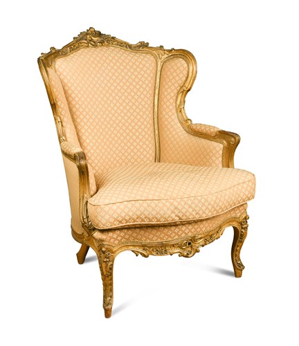 Lot 376 - A Louis XV style gilt frame fauteuil, with...