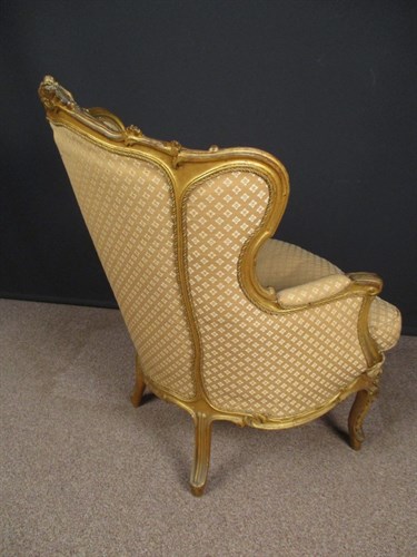 Lot 376 - A Louis XV style gilt frame fauteuil, with...
