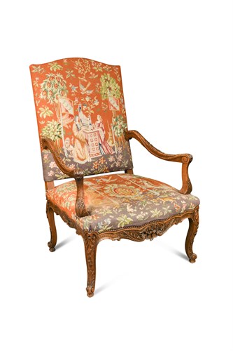 Lot 308 - A late 19th century Continental walnut framed armchair