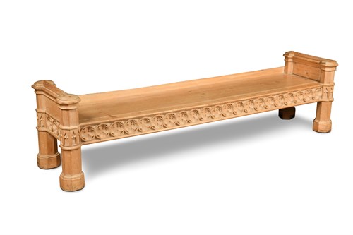 Lot 407 - An early 19th century Gothic pine bench