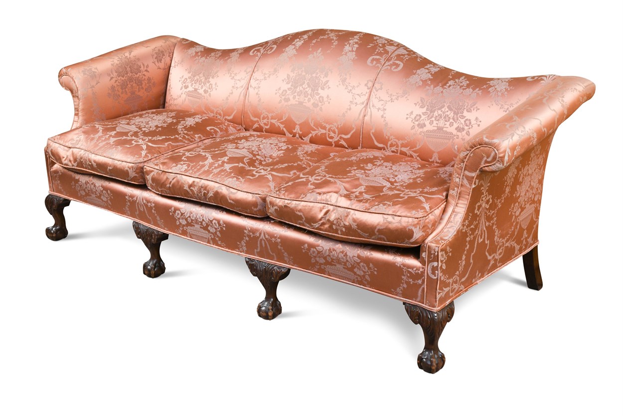 Lot 332 - A George III style mahogany frame sofa