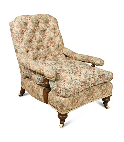 Lot 417 - A Victorian 'Howard' style walnut framed lounging chair