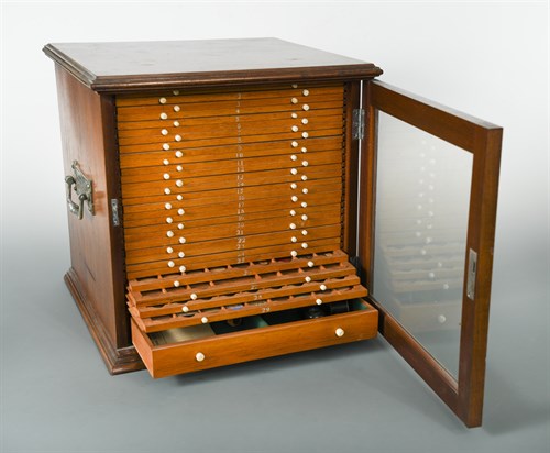 Lot 295 - A 19th century mahogany microscope-slide cabinet
